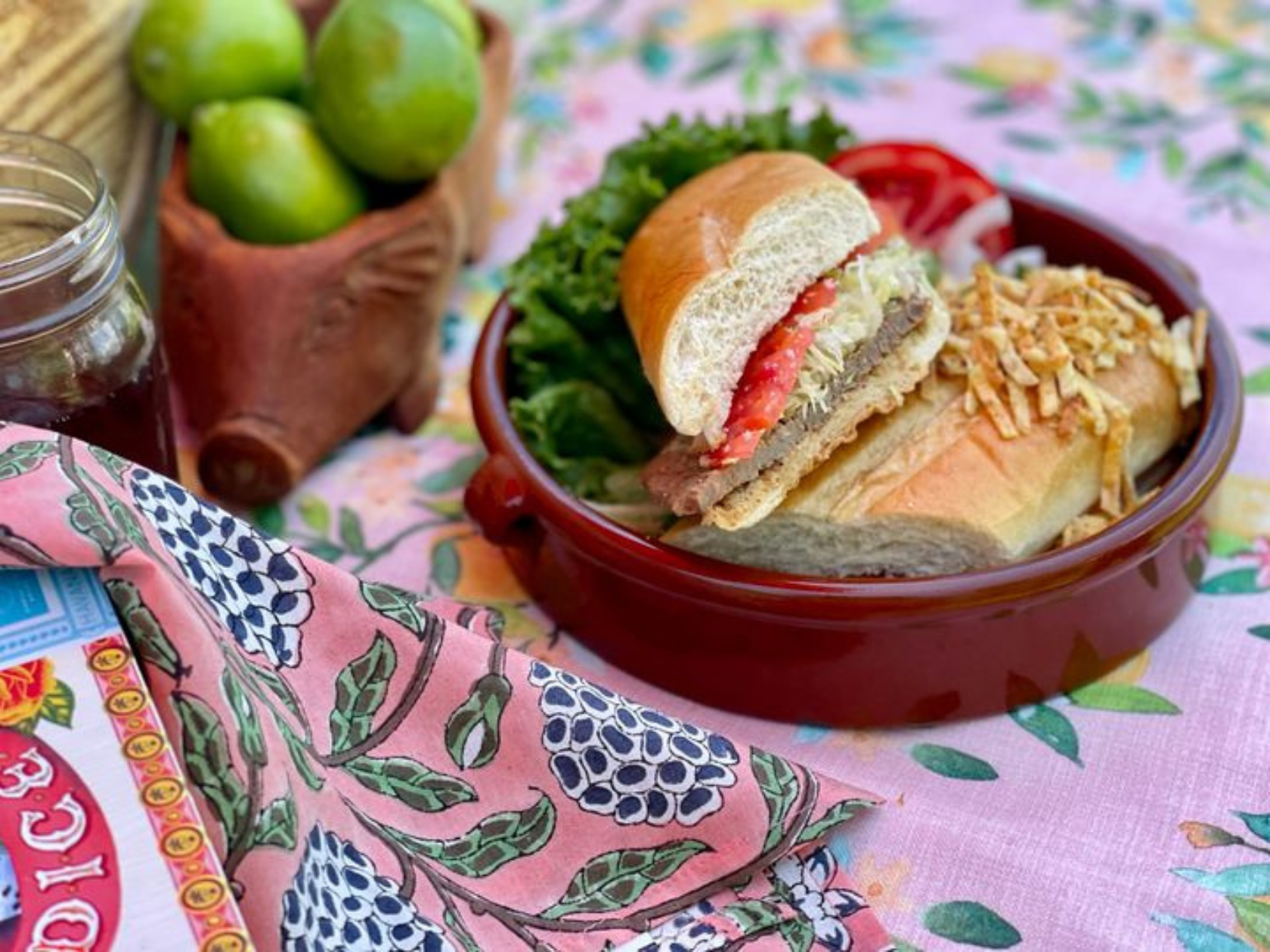 Cubano Sandwich with pesto and fresh tomato 